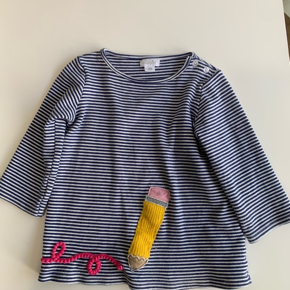 Mud Pie Navy and White Striped Top